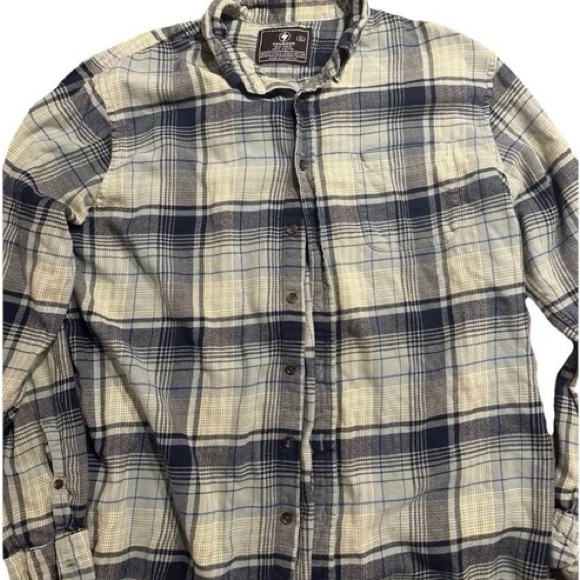Men's Blue And Cream Plaid Shirt